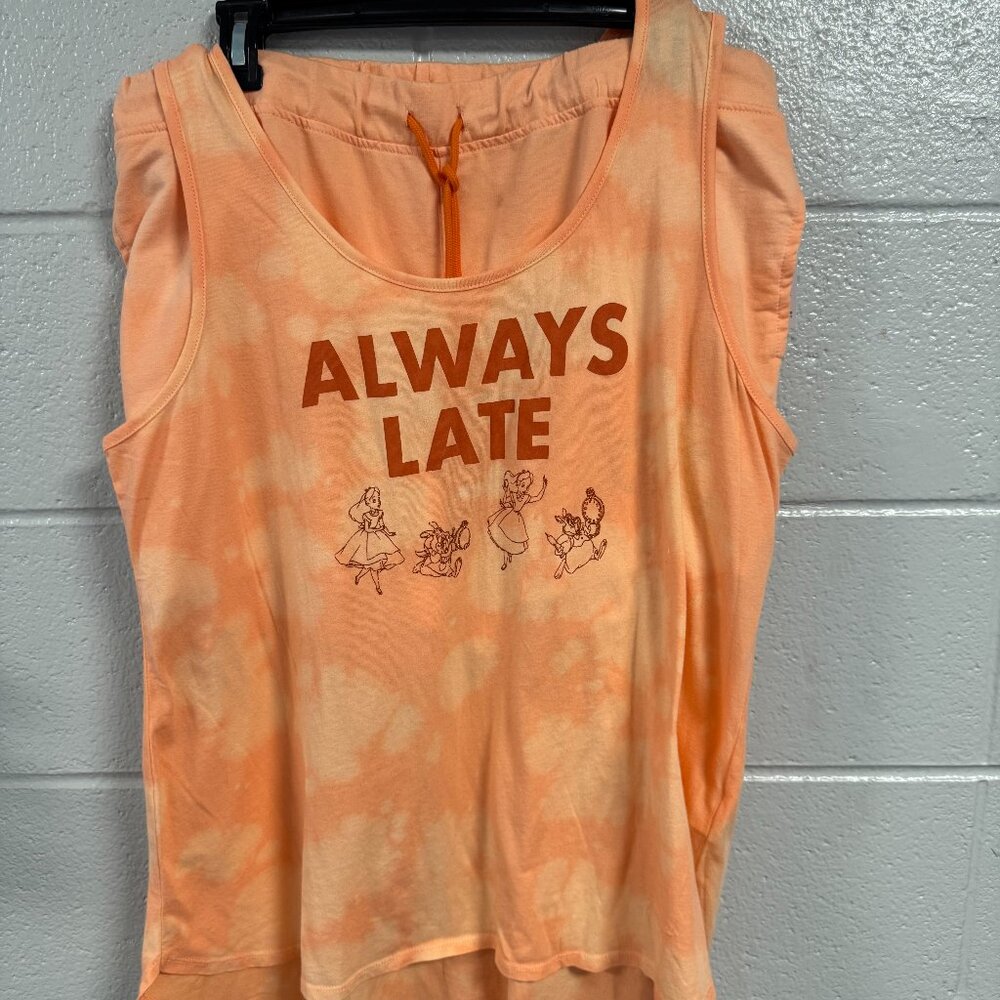NEW with TAGS! Never worn. Disney World "Always Late" Ladies Pajama Set-Size Lg